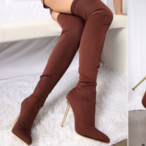 Deep Divin' Over The Knee Boots - Chocolate